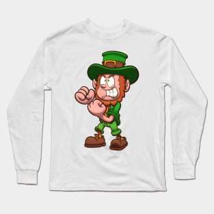 Angry Leprechaun Ready To Fight Long Sleeve T-Shirt